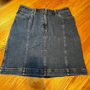 Jones Sport Denim Skirt Women's Size 10 Blue A-Line Stretch Midi